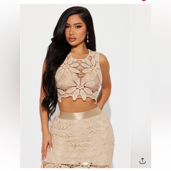 Fashion Nova Dresses & Skirts - Lily Crochet Skirt Set - Cream